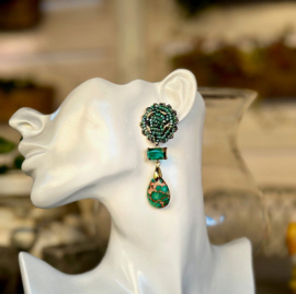 oorbellen bead embroidery turquoise howliet