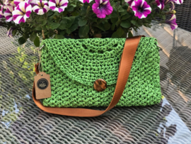 Raffia clutch groen