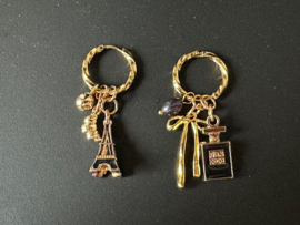 oorbellen/creolen mix&match zwart Parijs