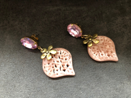 oorbellen  goud swarovski elements roze
