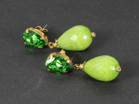 oorbellen oorstekers met swarovski elements fern green
