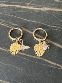 oorbellen/creolen rvs goud met swarovski