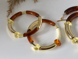 armbanden tubes, bruin goud amber