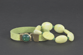 armband suede lime groen met swarovski element