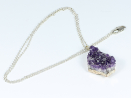 collier zilver met amethist geode