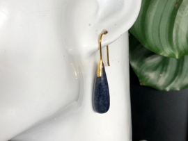 oorbellen goud met lapis lazuli pegels