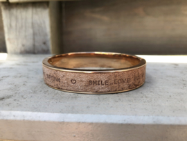 armband bangle roségoud met vintage leer