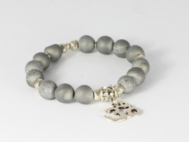 armband silver titanium druzy agaat met ohm bedel