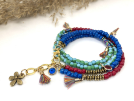 armband BOHO Chic in blauw, turquoise, rood