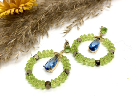 oorbellen lang geel groen swarovski