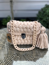 Tas handmade klein zalm beige