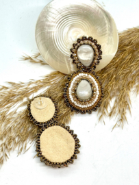 Oorbellen bead embroidery parelmoer druppels