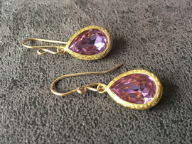 oorbellen goud verguld met fancy stones provence lavender