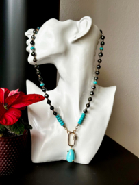 collier ketting antraciet parels