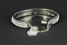 armband suède met kristallen in zilver