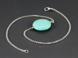 collier kort zilver met howliet turquoise