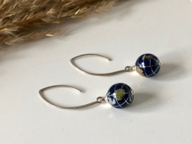 oorbellen zilver lapis lazuli wereldbol