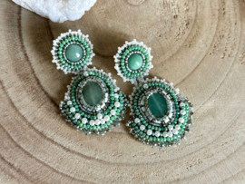 oorbellen bead embroidery barok aventurijn