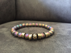 armband elastisch goud met multi colour hematiet