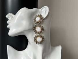 statement oorbellen parelmoer drie dubbel