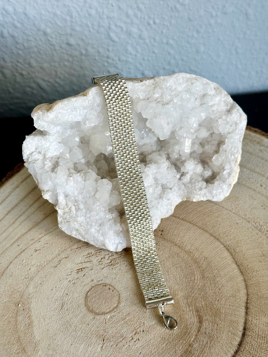armband bead embroidery zilver met vis