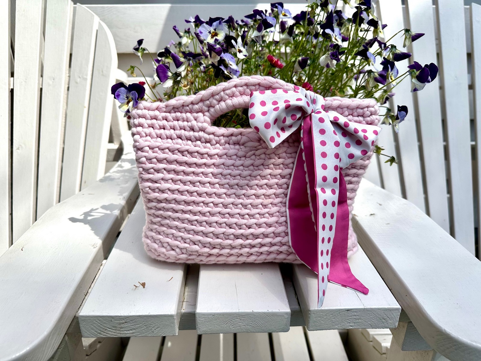 Tas handmade Ansi Original lichtroze met strik