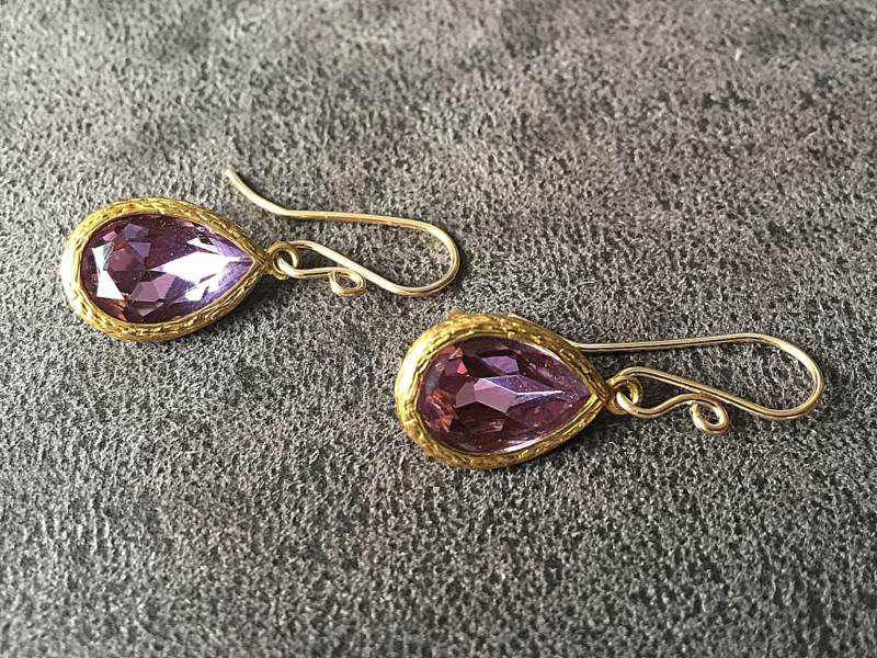 oorbellen goud verguld met fancy stones provence lavender