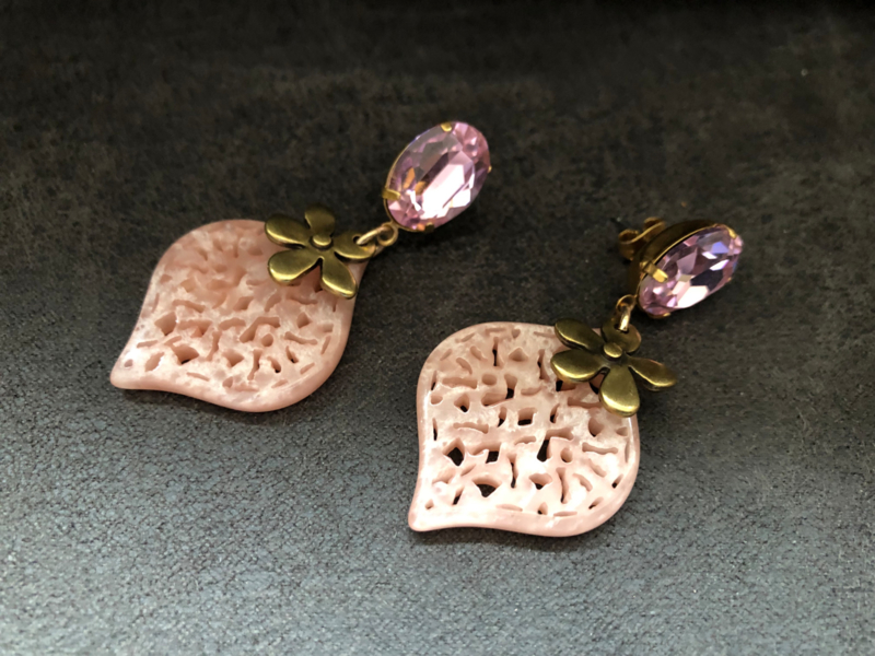 oorbellen  goud swarovski elements roze