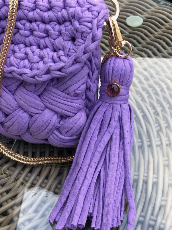 tas handmade lila clutch
