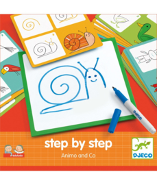 Djeco Step by Step tekenkaarten  Dieren