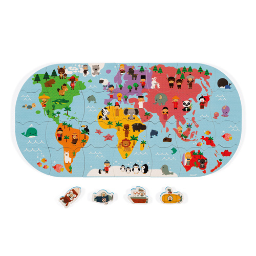 Janod Badspeelgoed Puzzel Wereldkaart