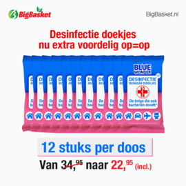 Blue Wonder Desinfectie-reiniger WC/Reis Doekjes Voordeelverpakking - 12x 20 stuks