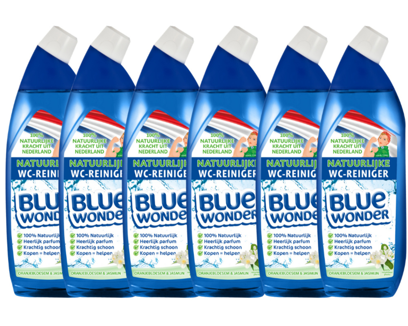 Blue Wonder 100% natuurlijke WC-reiniger Voordeelverpakking - 6x 750 ml fles omdoos (4,5 l)