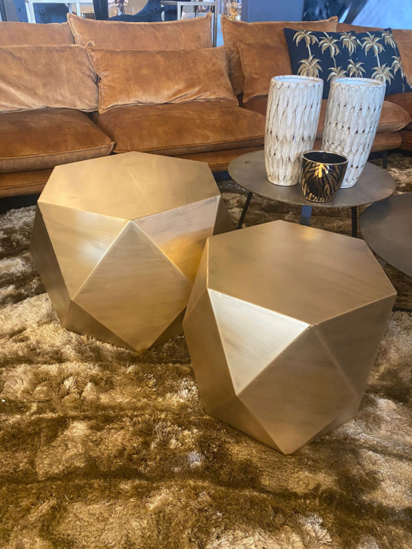 PTMD Sanne Gold steel table rhombus design SV2 | Salontafels Luxury Living Outlet