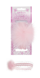 Newborn haarbandje met pom pom roze