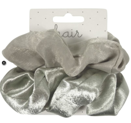 Scrunchie set mat en glans zilvergrijs