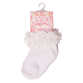 Babysokje Soft Touch met chiffon bloem offwhite