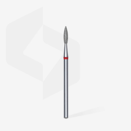 STALEKS Diamond nail drill bit pointed flame red EXPERT head diameter 2,1 mm / working part 8 mm