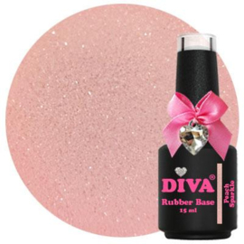 Diva Rubber Basecoat Peach Sparkle 15 ml