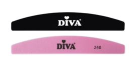 Diva Hygiëne Half Moon Pink Buffer 240 grit 10 pcs inclusief Plastic Handle