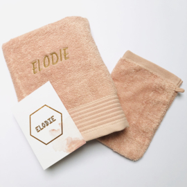 Set handdoek + washandje zalmroze