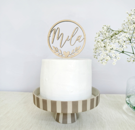 Gepersonaliseerde Houten Taarttopper | Krans & Naam
