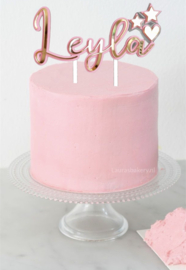 Gepersonaliseerde Taarttopper | Roze & Goud
