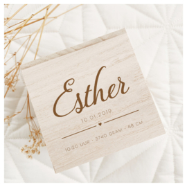 HOUTEN SPAARPOT GEGRAVEERD | "ESTHER"