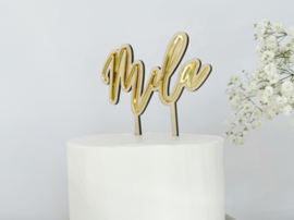 Gepersonaliseerde Taarttopper Naam | Hout & Goud