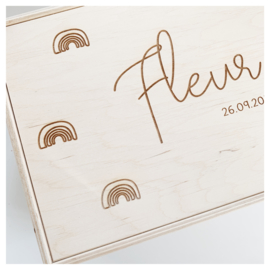 HOUTEN MEMORYBOX GEGRAVEERD | "FLEUR”