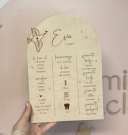 HOUTEN MIJLPAALBORD A4 FORMAAT | IK BEN 1 JAAR