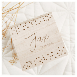 HOUTEN SPAARPOT GEGRAVEERD | "JAX"