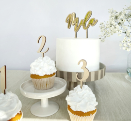 Gepersonaliseerde Taarttopper Naam | Hout & Goud