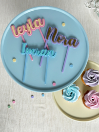 Gepersonaliseerde Taarttopper Naam | Pastel Kleuren